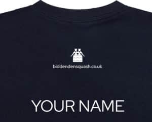 Biddenden Squash Club branded T-shirt featuring club logo – official club kit available to members.