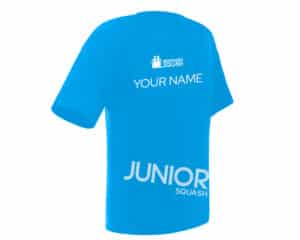 Biddenden Squash Club juniors’ T-shirt – youth-sized performance shirt with official club branding.
