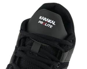Karakal ProLite Black court shoes – lightweight indoor shoe offering comfort, breathability, and grip, available at CGSquash.