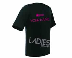 Biddenden Squash Club ladies’ T-shirt – fitted design with club branding, part of the official women’s kit.