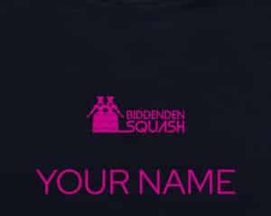 Biddenden Squash Club ladies’ T-shirt – fitted design with club branding, part of the official women’s kit.